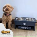 Dog/Cat Food/Water Bowl - 2 Bowl Stand/Feeder Station/Custom STAINLESS STEEL ** 17cm Bowl ** Hanging Sign