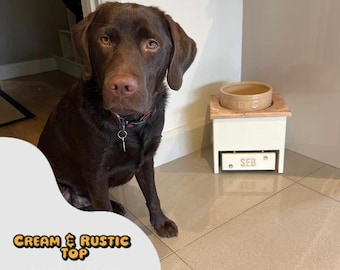 Handmade Pine Dog Bowl Stand: Slow Feeder, Custom Colors (10-19cm)