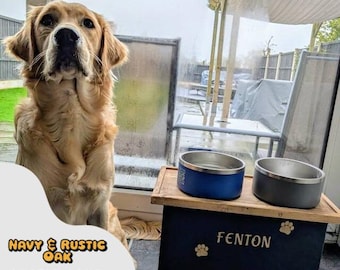 Handmade Solid Pine Pet Feeder – Raised Dog Bowl Stand, Custom Colors ( Up to 2 x 25cm bowls )