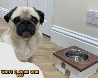 Handmade Solid Pine Dog Bowl Stand: Custom Elevated Feeder ( 17cm Bowl )