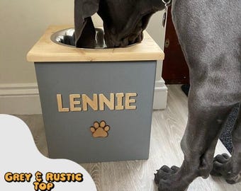 Custom Dog Bowl Stand: Solid Pine, Stainless Steel Bowl (24cm)