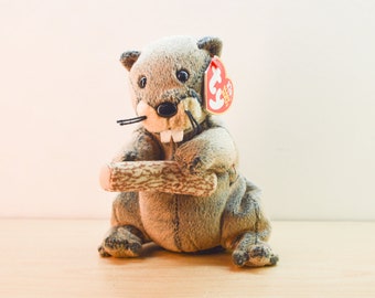 TY Beanie Baby Lumberjack Beaver Plush - Vintage Collectible