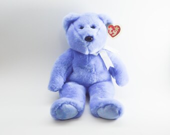 TY Beanie Buddy Clubby Blue Bear Large Vintage Plush