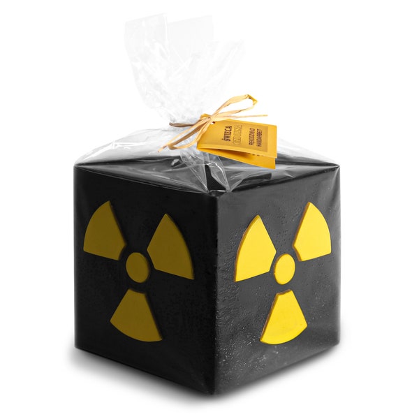 Radioactive sign candle (BLACK-YELLOW, 10cm)