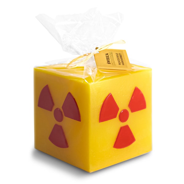 Radioactive sign candle (YELLOW-RED, 10cm)