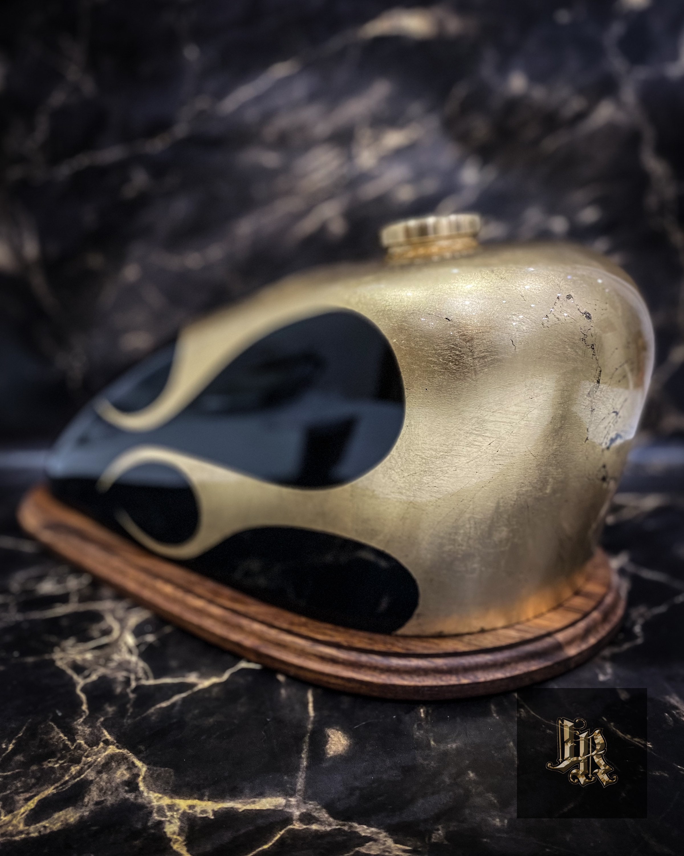 46 TANK FOR TWO Gold Flames Harley Davidson Urn Motorcycle Urn