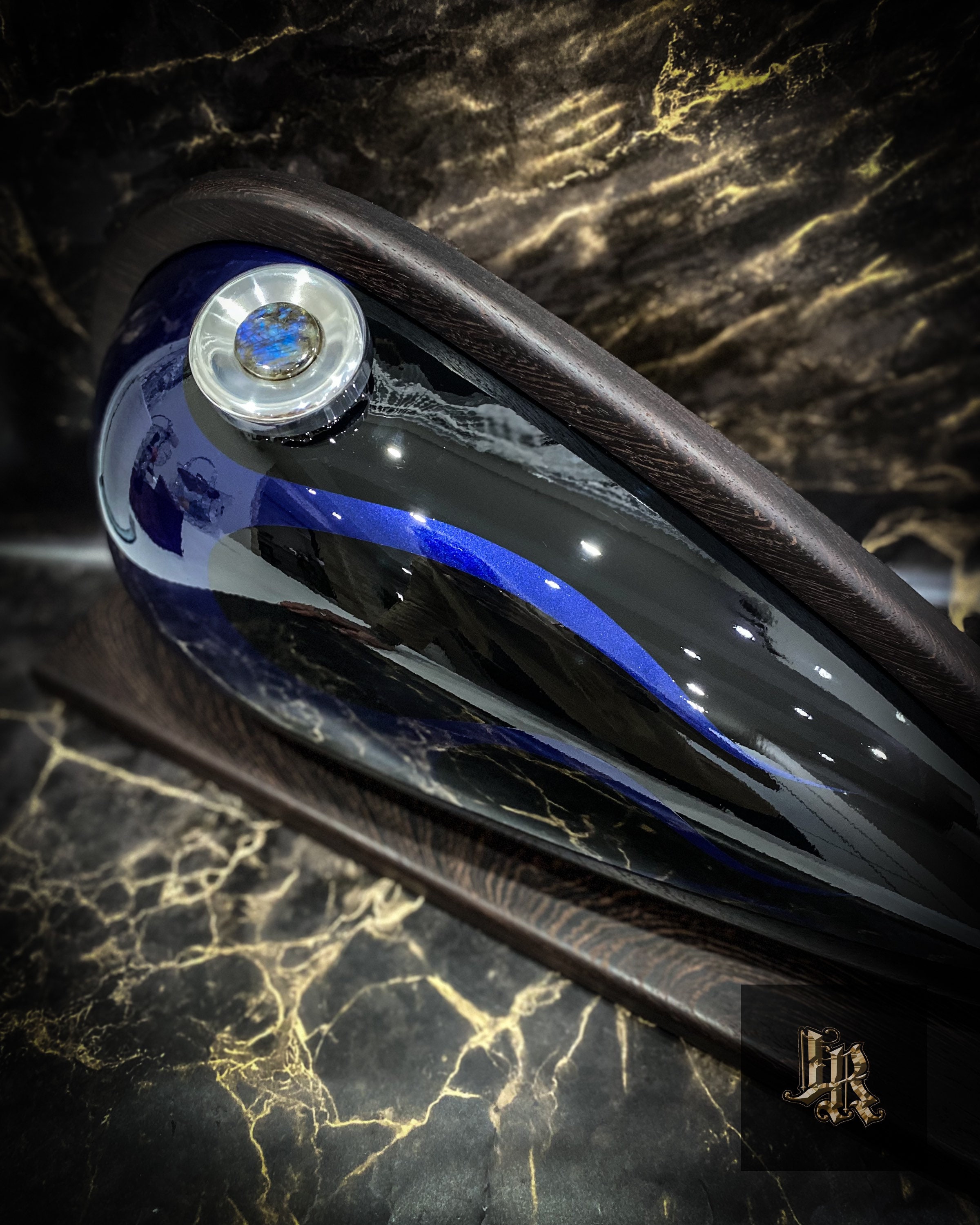 SOLD 47 GAS TANK Blue Flames / Harley Gas Tank Urn / Biker Cremation