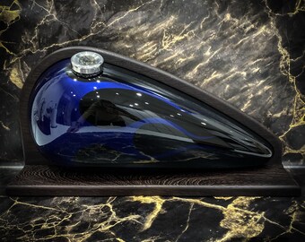 SOLD! 47† GAS TANK Blue Flames | Harley Davidson Urn | Motorcycle Urn | Motorcycle Urn For Ashes ĺ Bikers Urn | Harley Urn | Gas Tank Urn