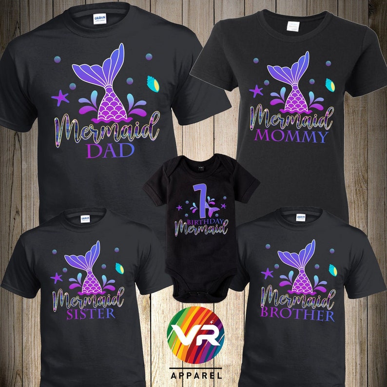 Mermaid Family Shirts Mermaid Birthday Girl Party Mer Mom Mer Dad Mer Security Birthday Mermaid Sea Matching Custom Personalized