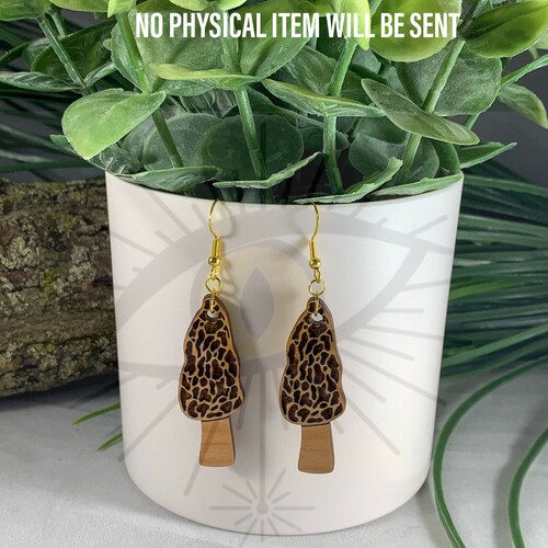 Hand Drawn Morel Mushroom Earrings SVG Etsy