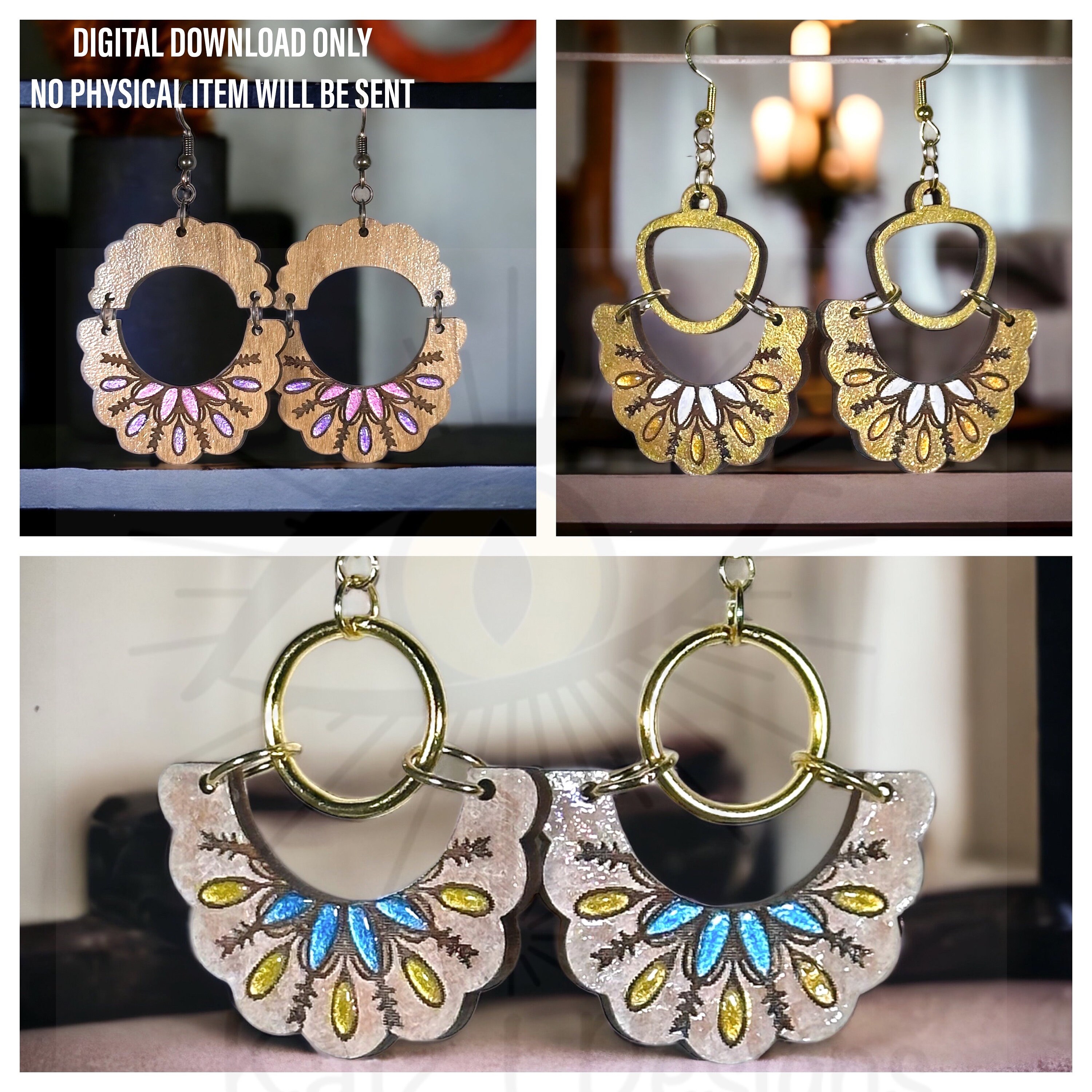 Scalloped Dangle Earring Bundle SVG - 3 Different Pieces to Interchange ...