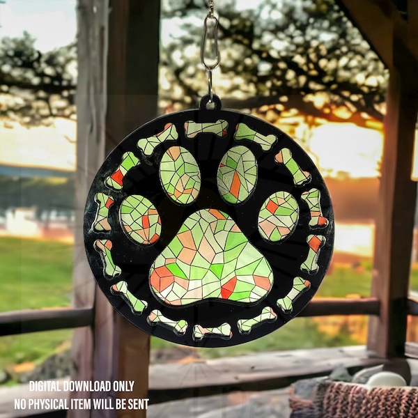 Puppy Paw Sun Catcher SVG