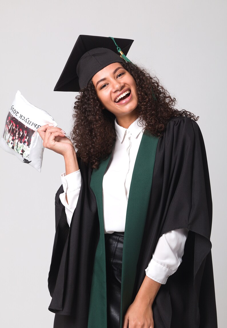 Graduation gown Bachelors gown Forest green graduation set Academic robes Academic dress Graduate gown student