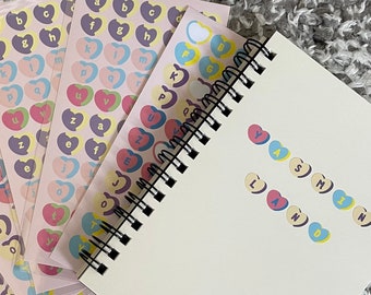 Heart Shaped Letter Alphabet Sticker Sheet Polco Deco
