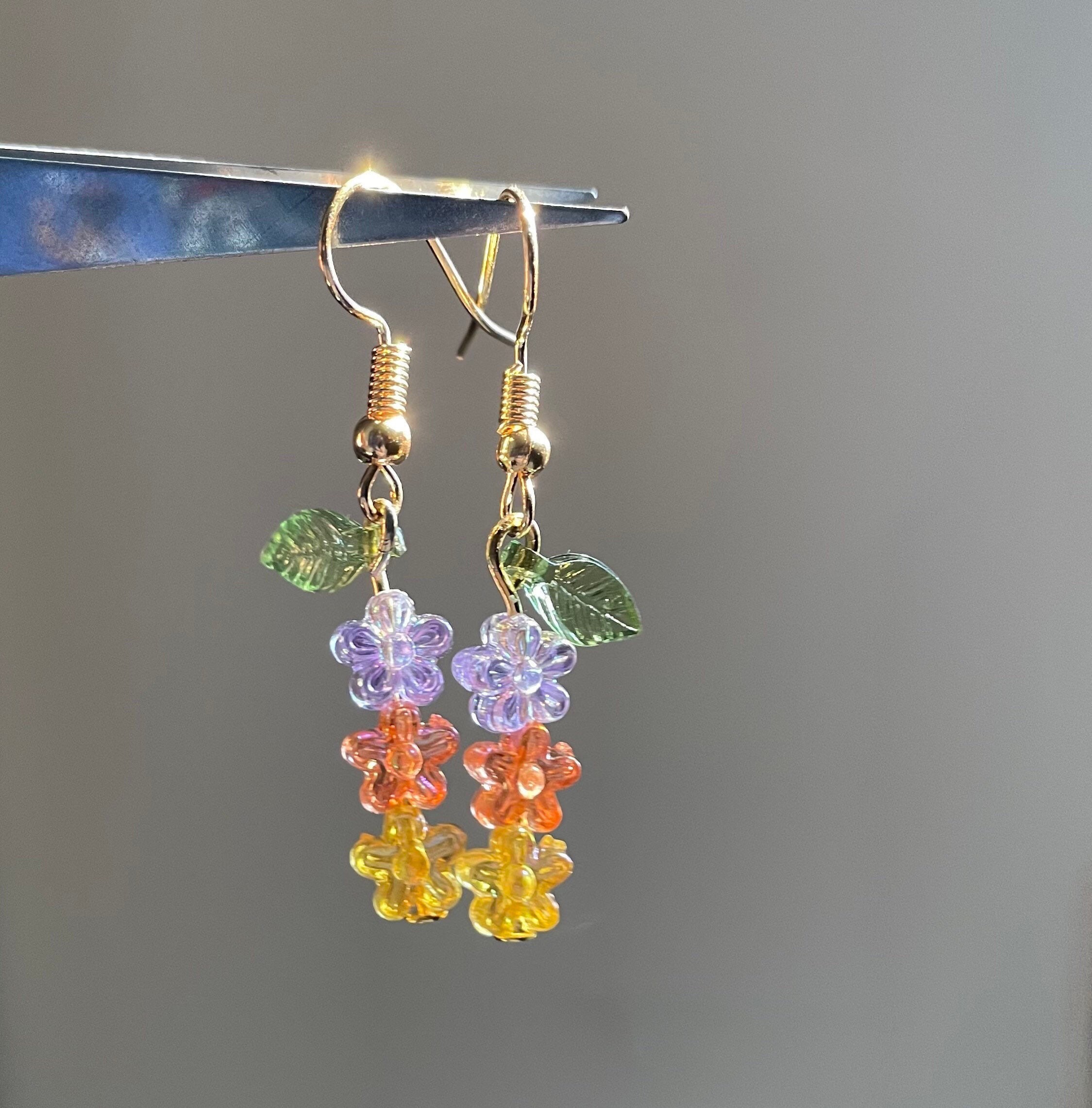 Colorful Flower Earrings Etsy