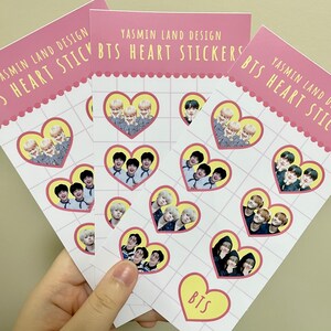 BTS vinyl heart sticker sheet Grade B version