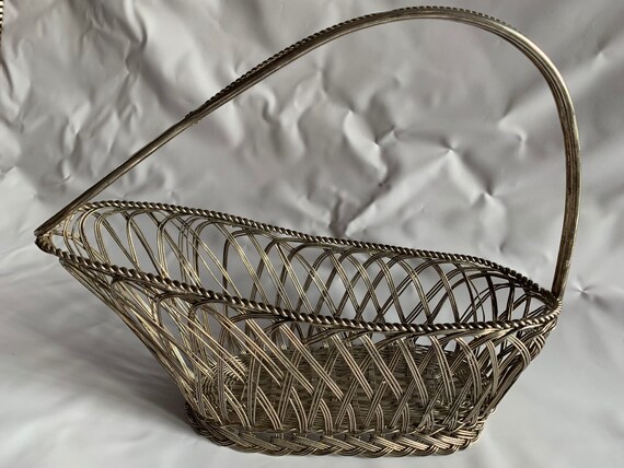 Antique Woven Silver French Wine Pouring Basket/Wi