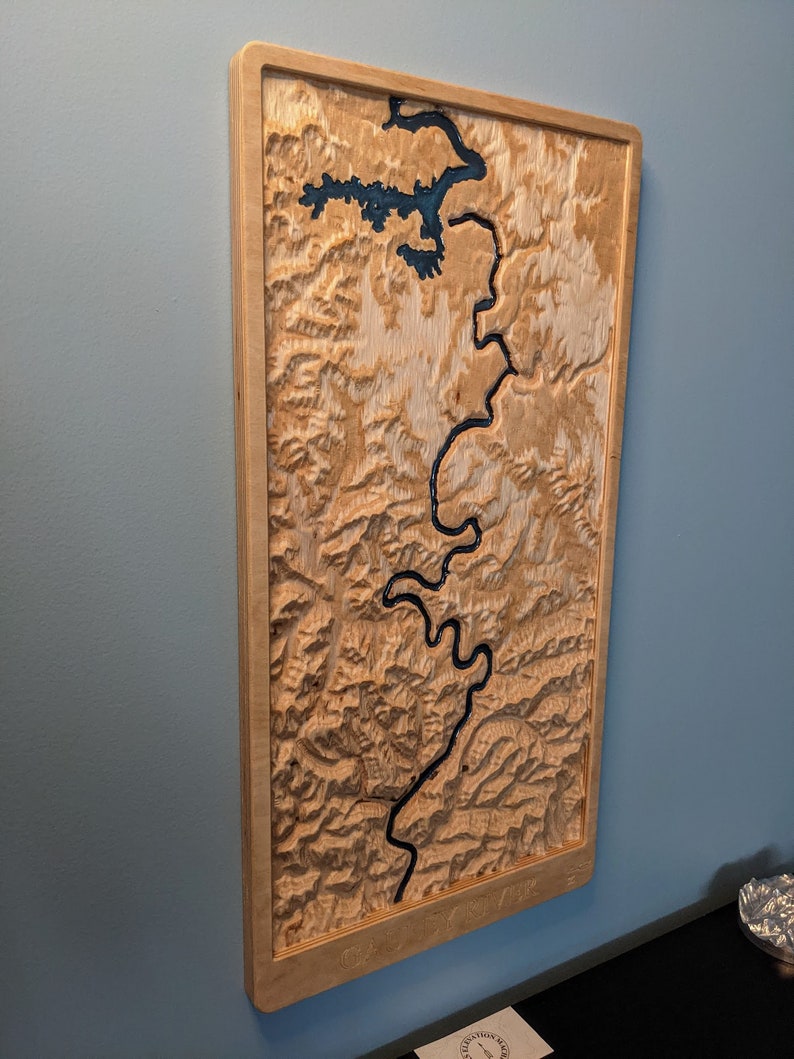 Gauley River National Recreation Area 3D Map Wood Relief Carving West