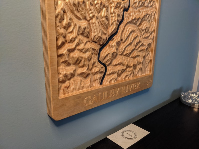 Gauley River National Recreation Area 3D Map Wood Relief Carving West