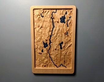 Androscoggin Riverlands State Park 3D Topographic Map Wood Relief Carving