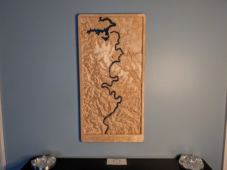 Gauley River National Recreation Area 3D Map Wood Relief Carving West