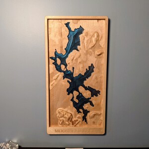 Moosehead Lake en Mount Kineo 3D Topografische Kaart Houtreliëf Carving