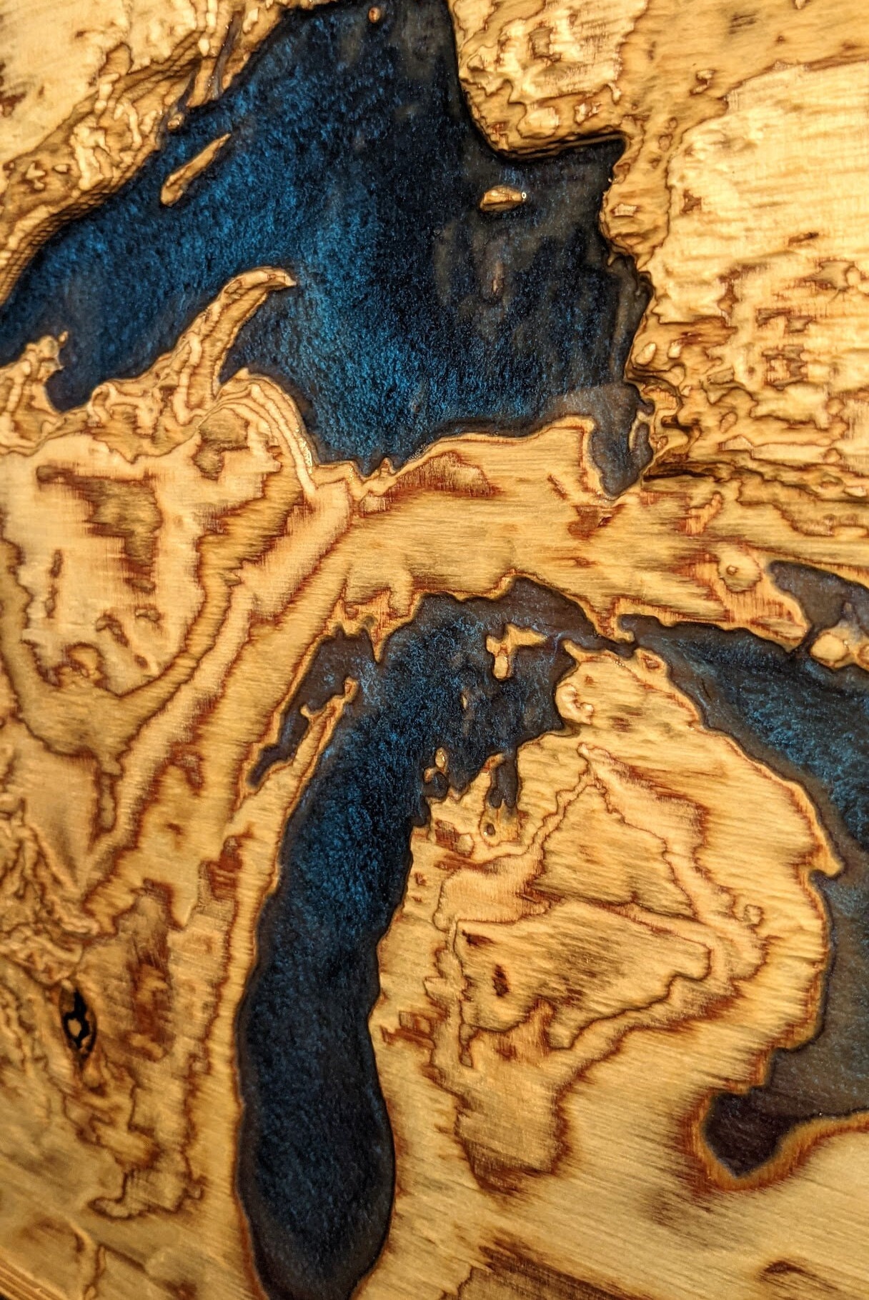 The Great Lakes 3D Topographic Map Wood Relief Carving With Bathymetry