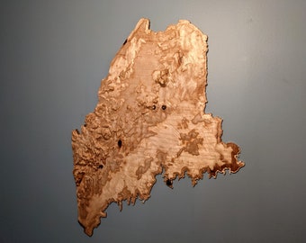 State of Maine 3D Topographic Map Wood Relief Carving