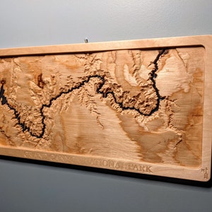 Mapa topográfico 3D do Parque Nacional do Grand Canyon Escultura em relevo em madeira
