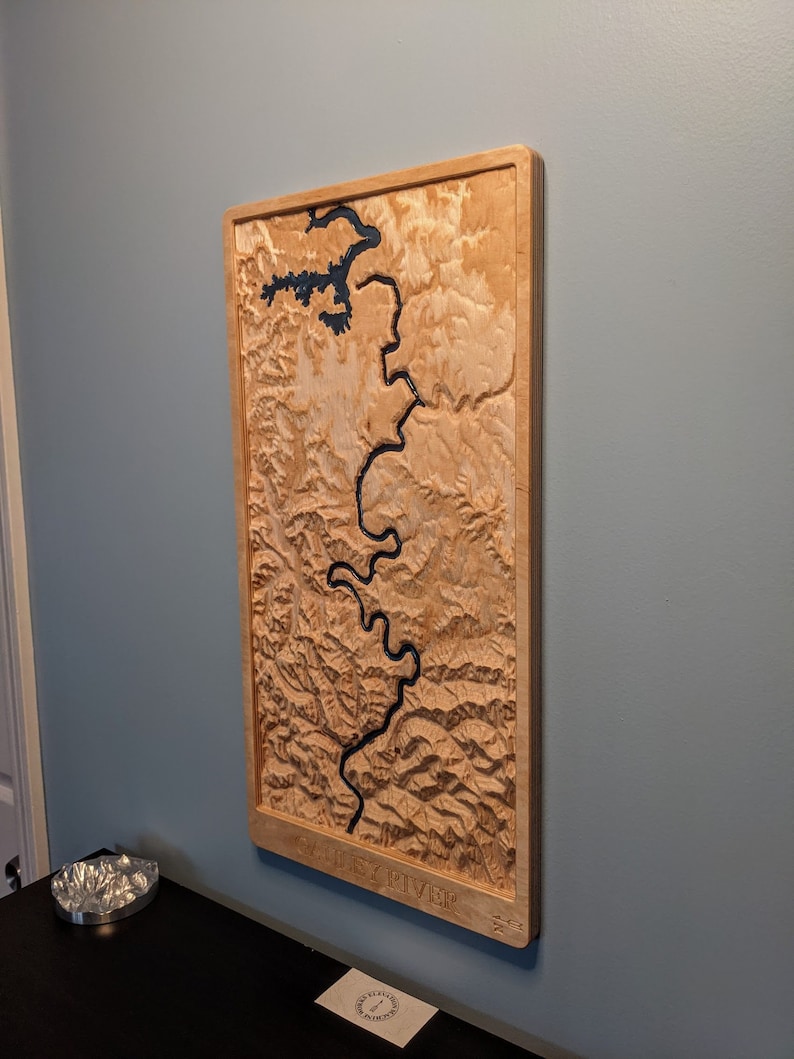 Gauley River National Recreation Area 3D Map Wood Relief Carving West