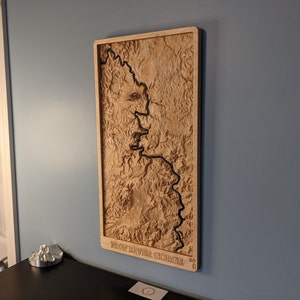 New River Gorge National Park and Preserve 3D Karte Holz Relief Schnitzerei