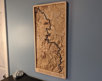 New River Gorge National Park and Preserve 3D Map Wood Relief Carving