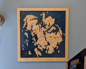 Vinalhaven 3D Topographic Map Wood Relief Carving