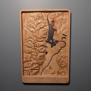 Parc national de Grand Teton Carte topographique 3D Sculpture en relief sur bois