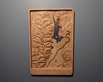 Grand Teton National Park 3D Topographic Map Wood Relief Carving