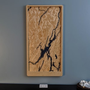 Merrymeeting Bay Maine 3D Topografico Mappa del legno Rilievo Intaglio
