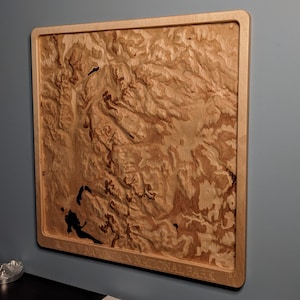 Parco Nazionale delle Montagne Rocciose Mappa topografica 3D Intaglio in rilievo in legno