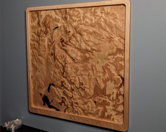 Rocky Mountain National Park 3D Topographic Map Wood Relief Carving