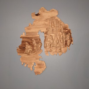 Mount Desert Island and Acadia National Park 3D Topographic Map Wood Relief Carving