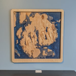 Mount Desert Island en Acadia National Park 3D Topografische Kaart Hout reliëf houtsnijwerk - Groot