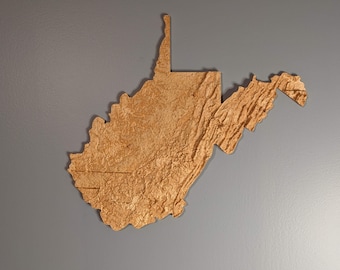West Virginia 3D Topographic Map Wood Relief Carving