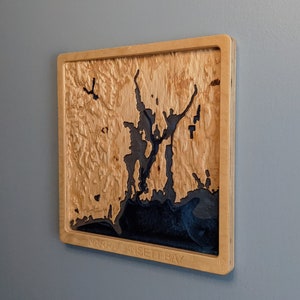 Narragansett Bay 3DTopographische Karte Holz Relief Schnitzerei und Hafenkarte mit Bathymetry