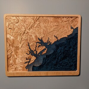 ACE Basin 3D Topografische Kaart Houtreliëf snijwerk
