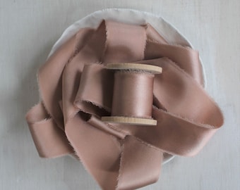 Light PINK Dusty Rose, Silk Ribbon, Naturally Dyed Ribbon for Wedding Bouquet, Stationery ribbon, Gift Wrapping, Styling, Flat lays, 3 yards