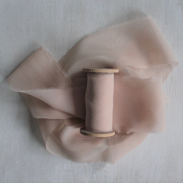 Touch of PINK Chiffon Silk Ribbon, light pink ribbon, Naturally Dyed for Wedding Bouquets Stationery Styling, Flat Lays