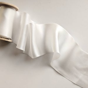 Ruban 100 % soie BLANC, bouquet de mariage, ruban de papeterie, ruban de mariée, emballage cadeau, stylisme, pose à plat, 2 yards de ruban coupé en biais