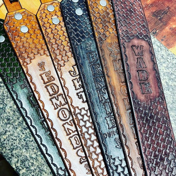 Custom Leather Hunting Rifle Sling with Swivels, Personalized Gift