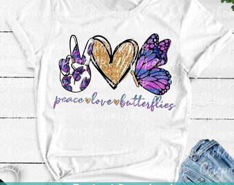 Peace /& Love Butterfly Sticker