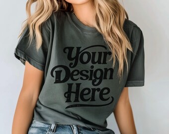 Comfort Colors 1717 Pepper Shirt, Comfort Color Tee Mockup, 1717 Mockup, Shirt Mockup, Pepper T Shirt Mock, Grey Mockup Aesthetic
