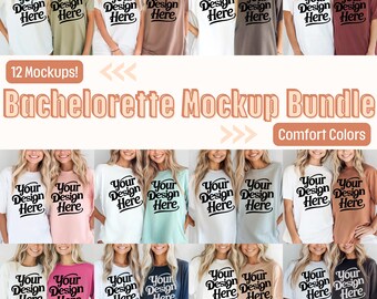 Bachelorette Shirt Mockup BUNDLE, Comfort Colors Bach Mock Bundled T Shirts, c1717 Bundles Oversized Tee Model, Bridal Shower Tee, Hen Party